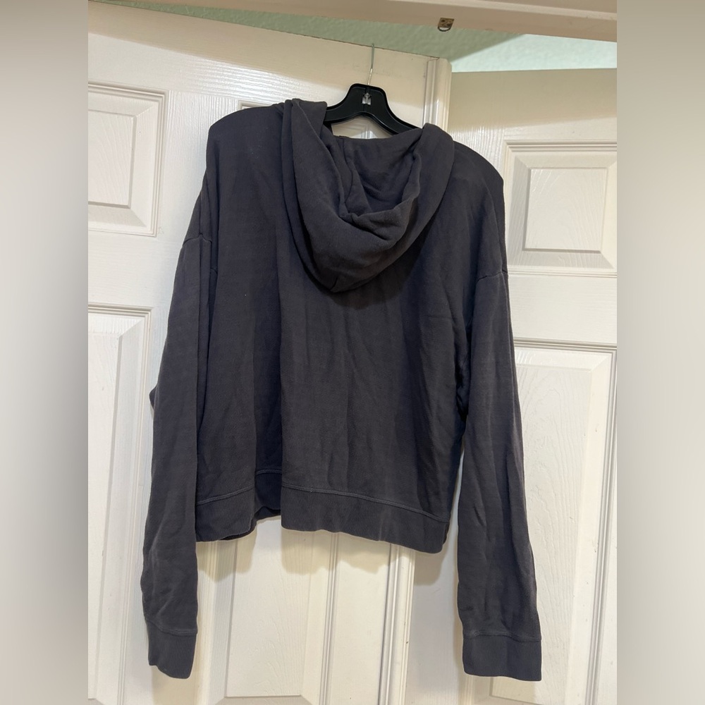 SKIMS full Zip gray cropped Hoodie sweater women size 3XL lounge cozy yoga